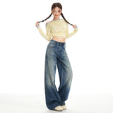 Vintage High-Rise Jeans Wide-Legged Woman's New Thin Loose Babes Straight Trousers Trousers & Long Pattern