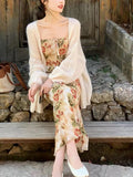Falling Flower Bloom Crumbs Sling Tacs Dress Women's Summer Vacation To Collect Long-Term