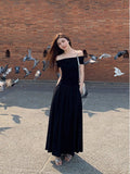 Black Floral Sling Dress Woman Early Spring New French Style Sexy Ass Skirt Dress Skirt