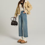 Autumn And Winter New Small Bullet Straight Jeans Women High Waist With Small Eight Nine Minutes Of Smoke Tube Grandmother Pants