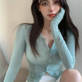 Hottie Pure Sex Slim Long-Sleeved T-Shirt Girl Summer Design Sunscreen Cardigan Thin Short Top