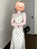 French Temperament White Wave Dot Dress Women's Summer 2025 New Three-Dimensional Flowers Pocketed And Hip Dress