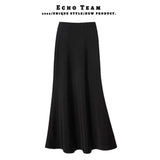 French Acetate-Sense-Faced Fishtail Half-Dress Woman's Summer New High-Waisted Croatous Thin-Skinning A-Word Big Swing Dress