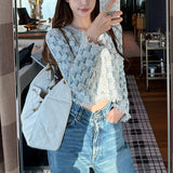 26 Small Fragrant Breeze Early Spring Double Light Line Knitted Cardigan Women's Sweater Jacket Sling Vest