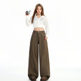 6603 New Brown Coffee Color Retro Water Wash Old Jeans Men And Women Loose Straight Broad Leg Pants