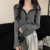 Sensing Color Half Zippered Sweater Women's Autumn And Winter Dongguan Dalang Bottom Slim Slim Thin Knitted Shirt Top Women's Clothing