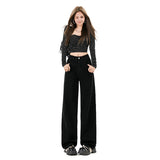Black High-Waisted With Thin Legs Straight Narrow Version Of Jeans Women Black Nine-Point Black Trousers