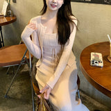 Polaberry Pampering French Knitted Sling Suit Women's Spring And Summer Temperament Dress Open Shirt