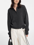 Wool M*Iu Folded Retro Polo Collar High Quality Knitted Sweater K1113