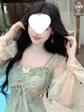 French Tea Rest Pure Lusty Princess Dress Pure Fairy Gray Faint Lotus Leaves Side Hazy Beauty Dress Dress Woman