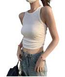 2065# Solid Color Sleeveless Side Folding Design Work-Word Vest Slimming With Chest Cushions Inside And Outside Wear