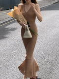 Muse Beauty God_Elegance Curve V Tie With Fishtail Sleeveless Dress ~