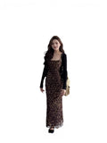 Pure-Hearted Sexy Vest Sling Leopard Dress Women 2025 Summer New Waist Thin Ass Long Skirt