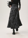 Folded Texture Velvet Skirt Women 2025 Autumn And Winter New High-Rise Thin Fashion Thick Umbrella Skirt A Skirt