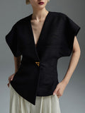 French Cool Chute Hyssium High-End Shirt Women's 2025 Summer New Asymmetrical Suit Vest Top
