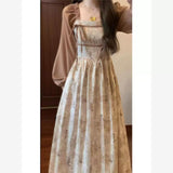 Sweet Style Retro Tea Break Flower Dress In The Early Autumn Of 2025, The New Fake Two Pieces Of Design Niche Do Not Hit