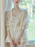 Sea-Born Flower Refreshing And Breathable Cotton Embroidery Dress Lace Hollow Skirt Three-Piece