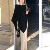 Slow Tone Paris Quiet Luxury Old Money High Sense Of Wool Irregular Cloak Shawl Coat Women's Pants