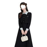 2025 Spring And Autumn New College Wind Formal Occasion Teaching Interview Fake Two Splicing Colliding Color Polo Dress