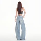 2026 Spring And Summer New Loose Loose Hanging Diamond Hot Sister Scissor Jeans Blue Trousers