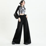 Wash Retro Subculture Black Gray Broad-Legged Jeans Women Sweeping Pants Elephant Leg Trousers Feet On The Feet