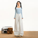 Relaxing Waist Casual Draw Rope Hanging Wide Leg Pants Sports Autumn And Winter Straight Trousers