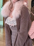 Yarn Drawing Small Lace Knitted Loose Knitted Coat Shoulder Temperament Design Top
