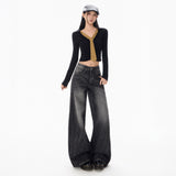 2026 Autumn Jeans Women Retro Loose Broad Leg Pants Trousers Trousers Women's Trousers