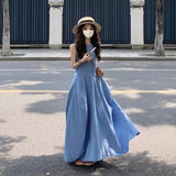 Blue Dress Women 2026 Summer New French Temperament Vest Holiday Style Waist Thin A Word Elegant Dress
