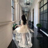 2025 New Half-Love Words Big Bow Princess Dress Flower Ponbilling Shiny Tail Dress Birthday Dress