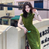West Meet The New Chinese Style Improved Cheongsam Women In The Summer Of 2025 New Jasbody Water Drop-Down Dress