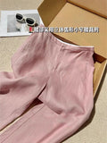 No D Recommendation! [Slack Feeling Ceiling] Low Saturated Pink Linen Pants Breathable Cool Old Money Style Pants