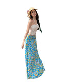 2025 Summer Seaside Resort Suit French Rope Smear Chest Vest Top Women Crushed Flower Skirt Two-Piece
