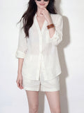 Wear A Set Of Early Summer Beautiful Beauty Casual Sunscreen Linen Shirt Shorts Two Sets Of Women