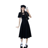 Pure Lust Wind Splicing Hollow Dress Summer Large Size Ins Tide Sweet Hot Sister Zipper To Show Thin Dress