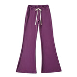 2025 New Hottie Sexy Low-Rise Purple Casual Pants Women Summer Thin Drawstring Soft Comfortable Horn Pants