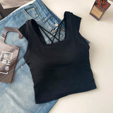 6033 # Dopamine Sling Vest Flying Sleeves Hottie Summer Short Small Design Wear Out-Of-Back