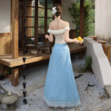 2025 New Holiday Lace-In-One Shoulder + Long Light Embroidered Half-Dress Dress Dress