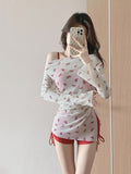 2026 Summer New Hooded Horned Split Swimsuit Women Three Sets Thin Fashion Yang Bow Bubble