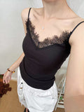 986 # Early Autumn New Spice Girl Wind Grinding Lace Stitching To Keep Warm Sling Vest Body-Integrated With Breast Pad Woman