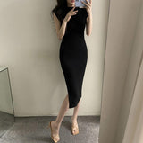 Repair Small Black Dress Open Forked And Hip Repair Body Waist Folds Sexy Dating Dress Pure Wish Little Mother Hottie Skirt