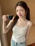 1049# People Cotton T-Flower Short-Term Age Reduction Wearing Sling Vest 2025 Summer Hottie Outside To Repair The Beauty Of The Back Woman