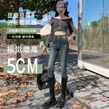 Cement Gray Trousers Women 2026 Autumn New Design Feel Lumbar Scalp Card Plus Velvet Buckle Pencil Pants