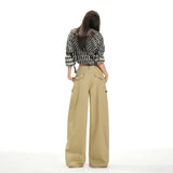 25 Years Of Autumn And Winter New Structuralism High-Waist Loose Baguette Casual Pants Women Brown Curry Trousers