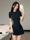Boles 8499 Special Conservative Dress Covered Belly Skinny Sports Flat Horn Swimsuit