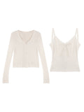Pure White Ancient Sense Cotton Open Shirt Sling Set Outside Sunscreen Cardigan Women Thin White Top