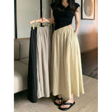 Folded Long Skirt Women Summer 2026 New Retro High-Rise Thin Tight Waist A-Shaped Skirt Umbrella Skirt