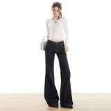 Vintage Anti-Colored Hottie Low-Rise Pants Denning Blue Irregular Design Sense Does Not Stick To The Leg Micro-Horn Cowboy