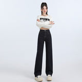 9592 High-Rise Wide-Legged Jeans Women 2025 New Pear-Shaped Body Thinning Narrow Version Of Straight Pants Thin