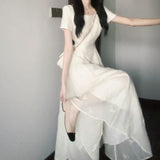 2026 Summer New French Collar Dress Female Beautiful Temperament Slim Slim Beautiful Waist